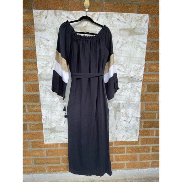 Ancient Kallos navy Linen Kaftan Dress - 100%
Handmade in Greece, Boho Maxi - Picture 10 of 12